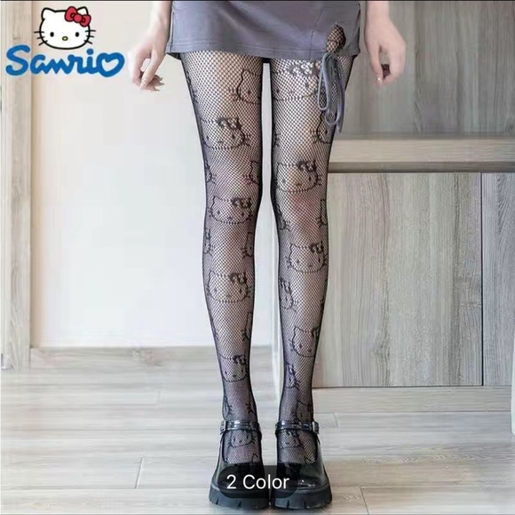 Sanrio Hello Kitty Y2k Stockings Tights Pantyhose Streetwear Fishnet black - Picture 1 of 3